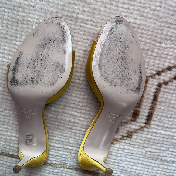 Barneys Yellow Satin Mules - Picture 5 of 7